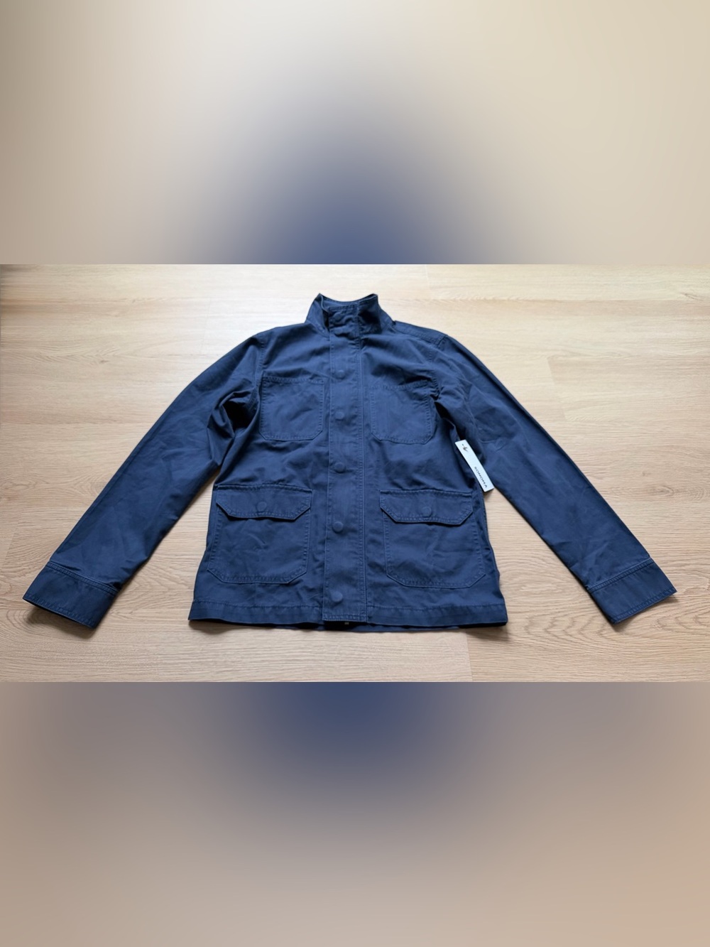 Sonoma Mens Size S utility field jacket funnel neck Pockets Navy Snap Button Zip